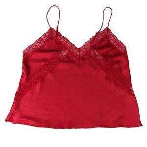 VICTORIA'S SECRET Women's Red Satin Lace Strappy Camisole Tank Top L
